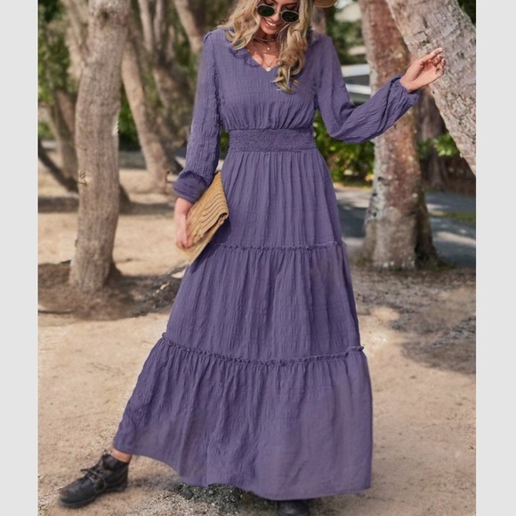 Boho ruffle hem fall dress - Picture 4 of 16